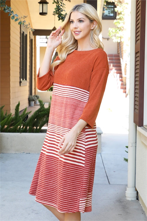 Knit Stripe Midi Dress
