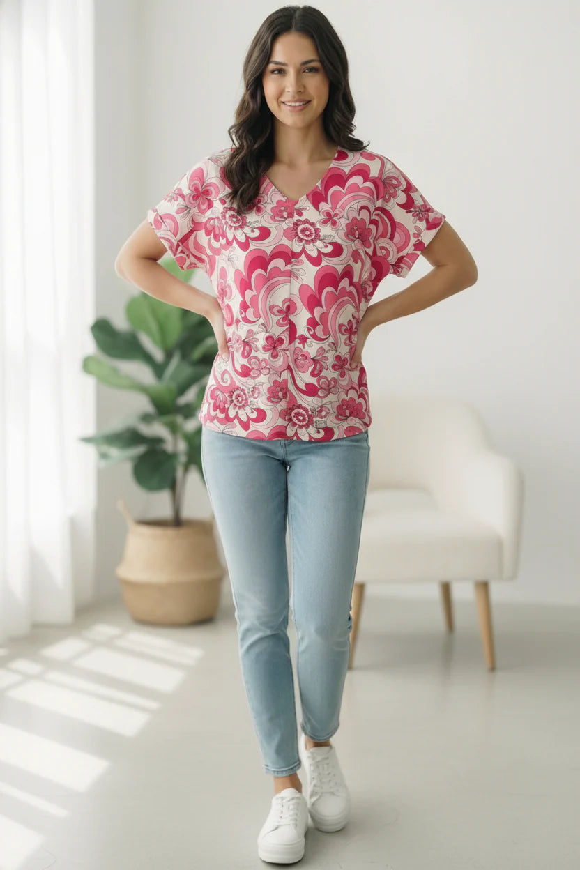 Fuchsia Printed Top