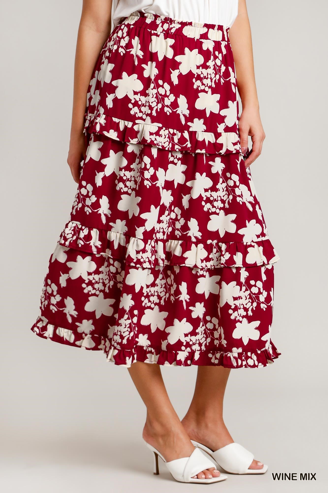 Umgee USA Floral Midi Skirt