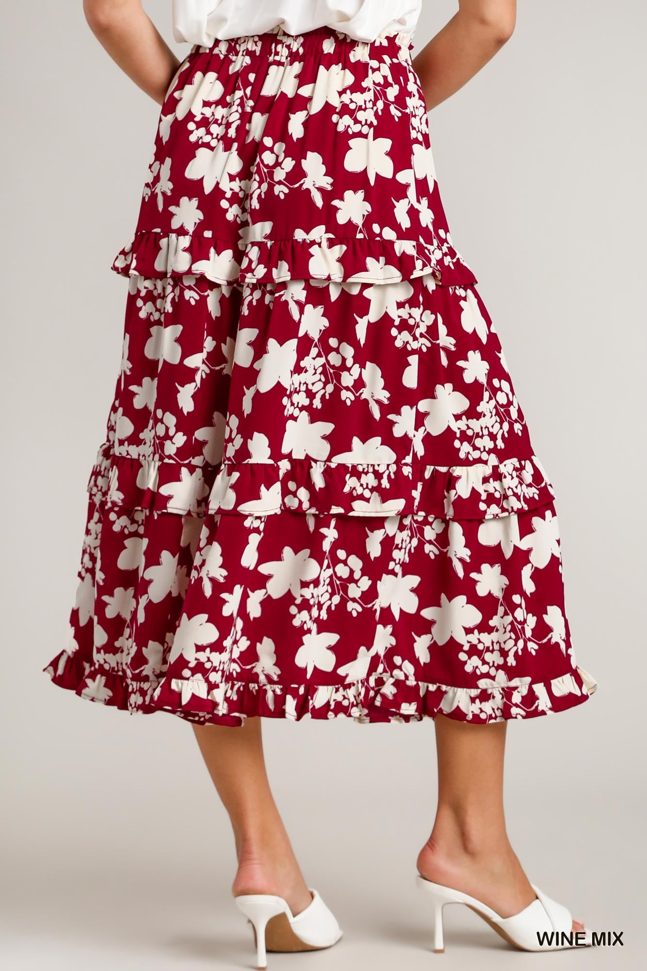 Umgee USA Floral Midi Skirt