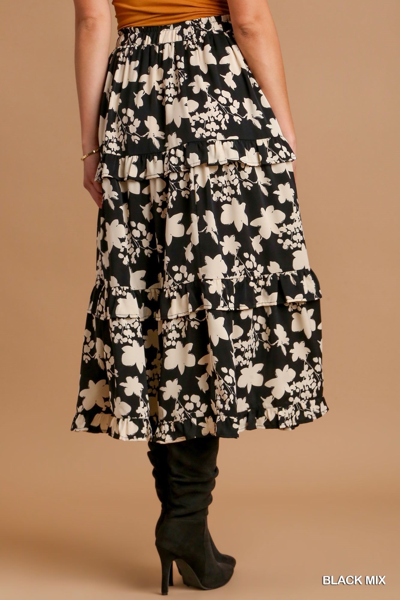 Umgee USA Floral Midi Skirt