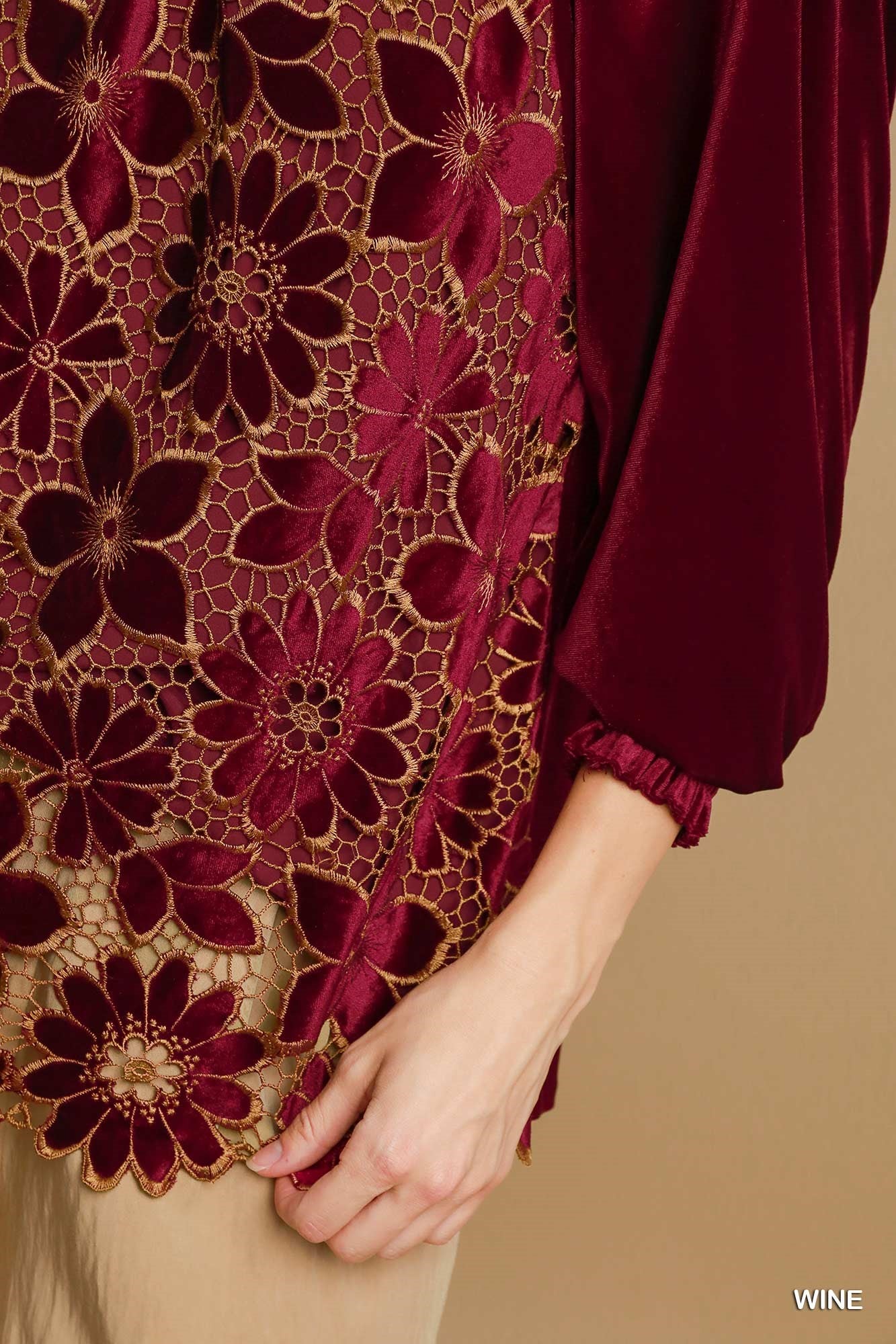 Umgee USA Floral Velvet Top