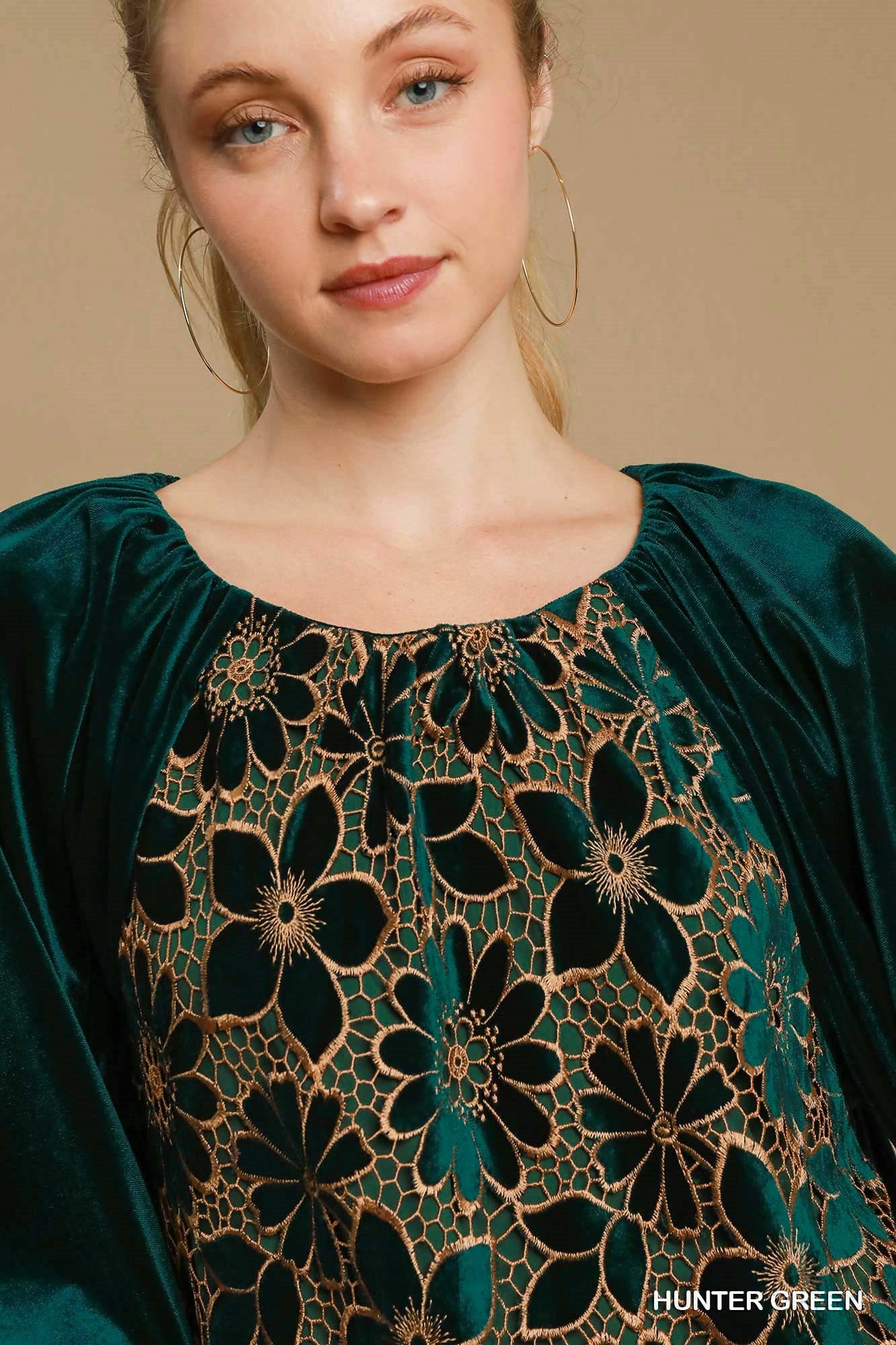 Umgee USA Floral Velvet Top