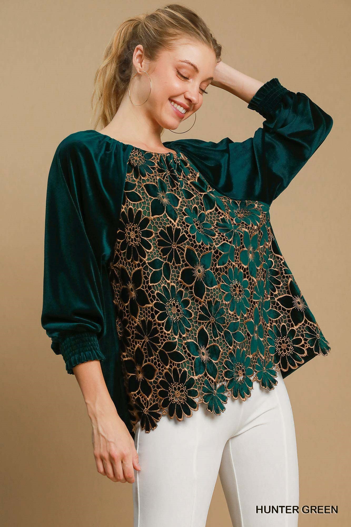 Umgee USA Floral Velvet Top