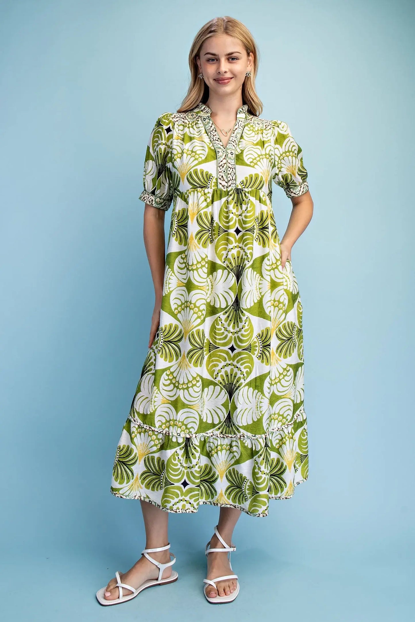 Mix Print Midi Dress