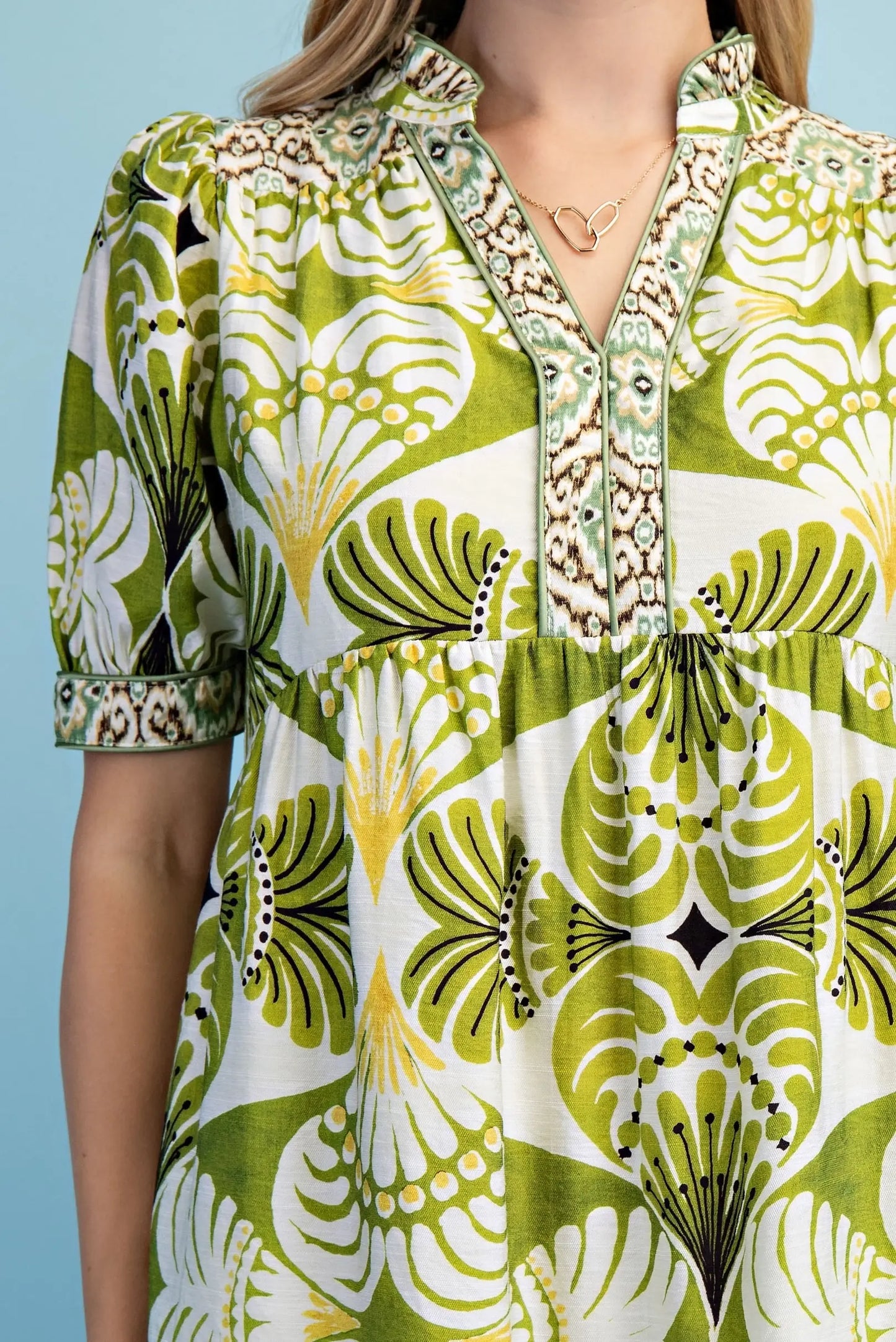 Mix Print Midi Dress
