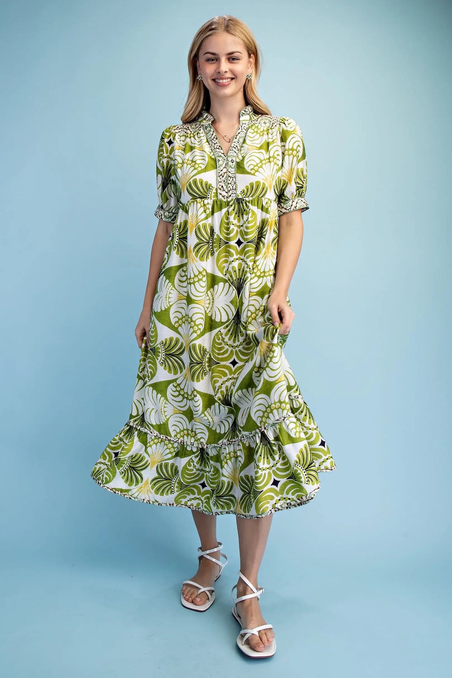 Mix Print Midi Dress