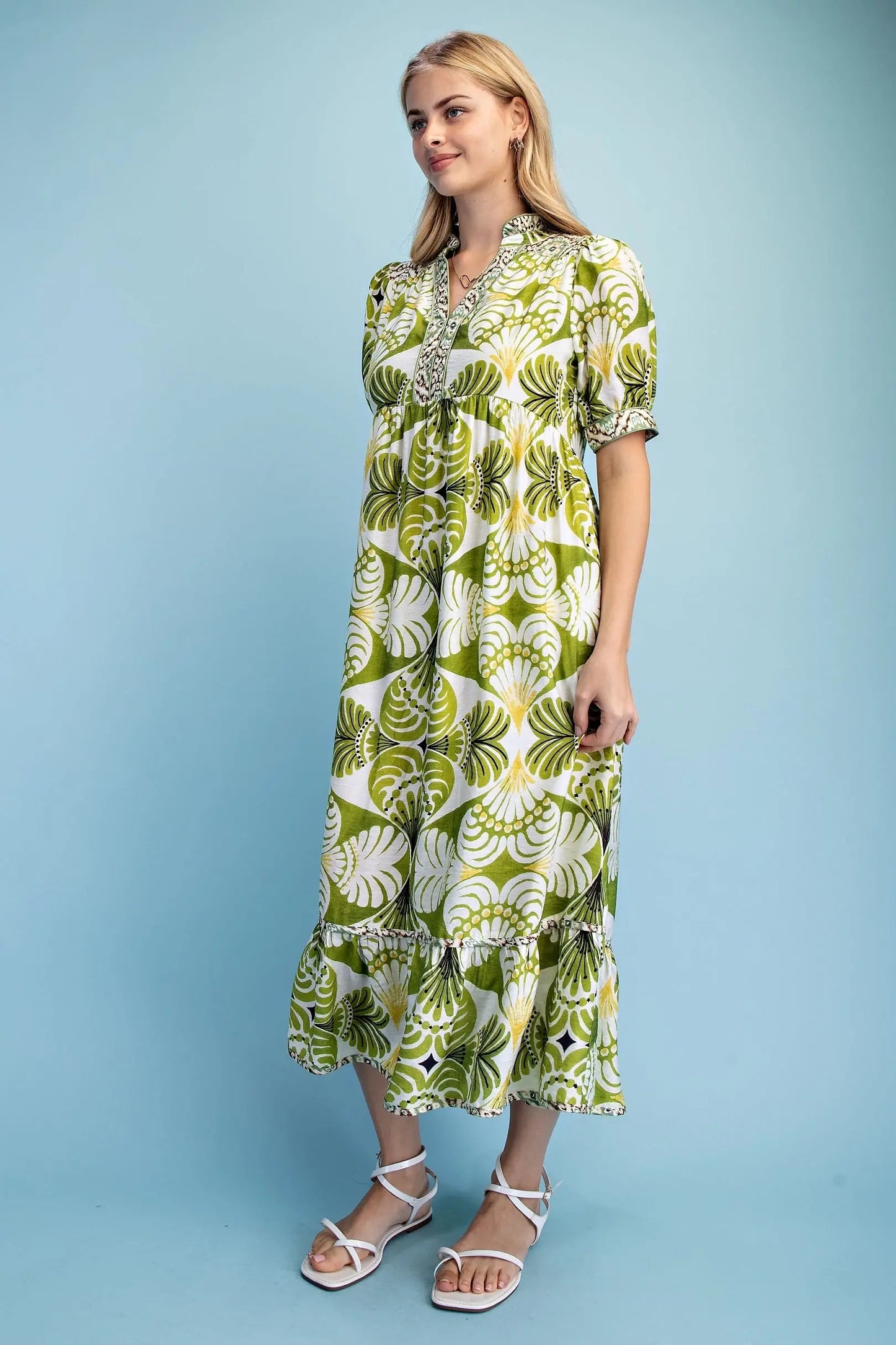 Mix Print Midi Dress