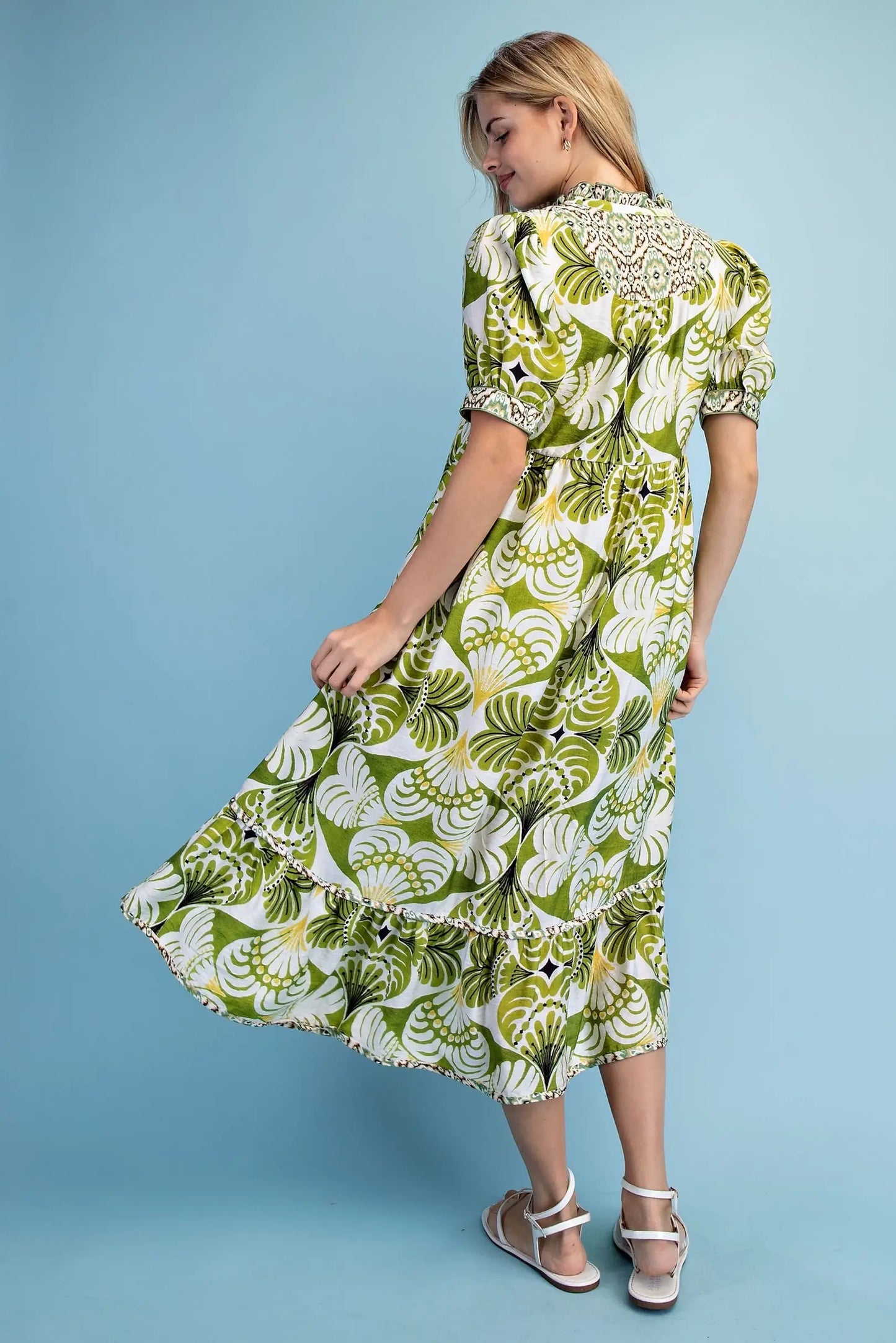 Mix Print Midi Dress
