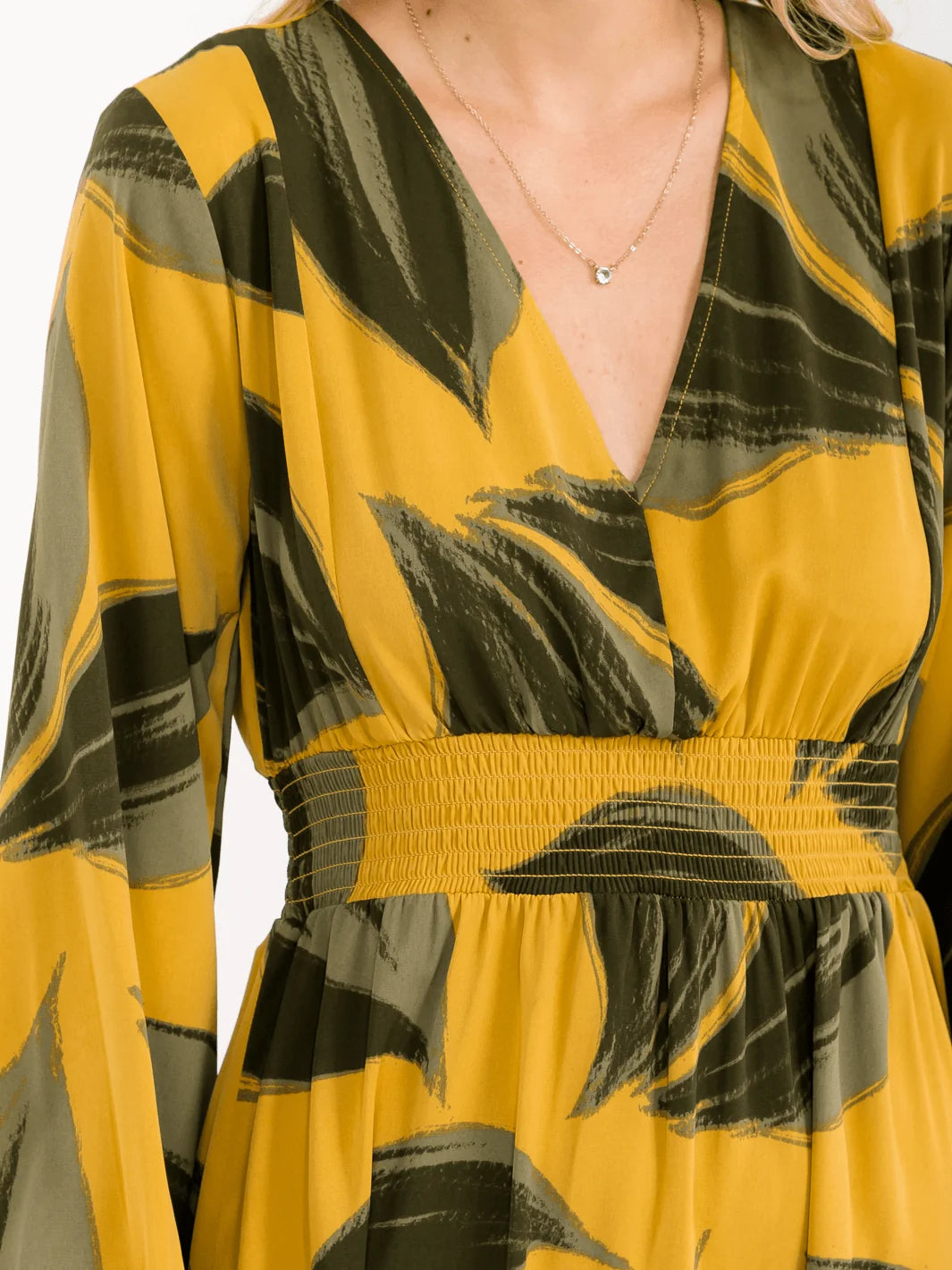 Leaf Printed Midi Dress