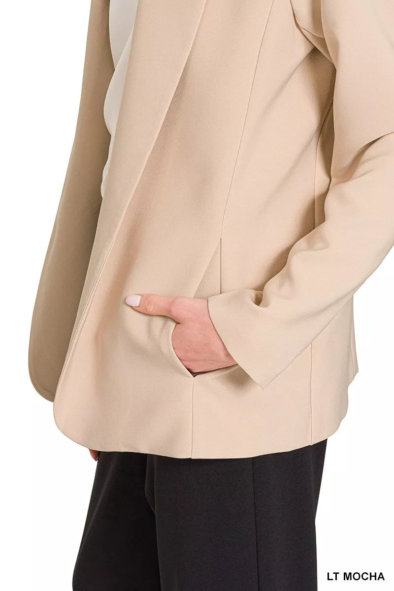 Long Sleeve Open-Front Blazer