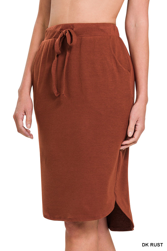 Basic Tulip Hem Skirt With Pockets