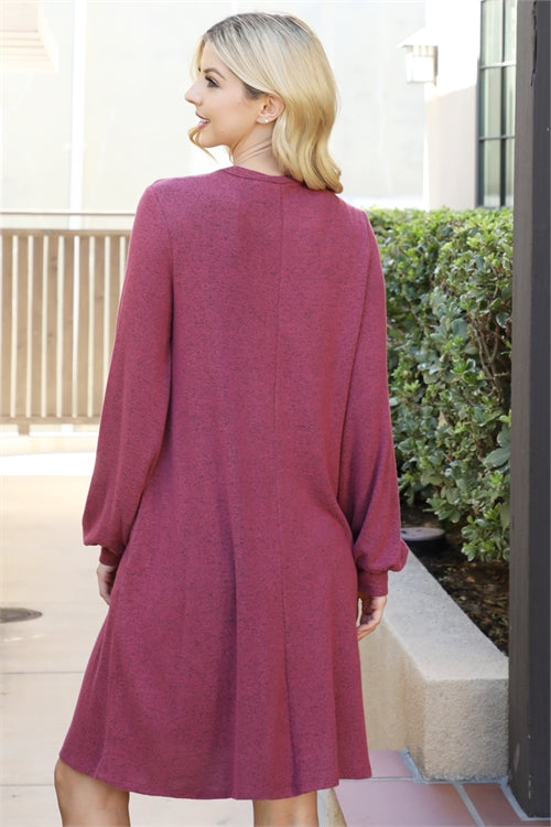 Raspberry Puff Sleeve Dress
