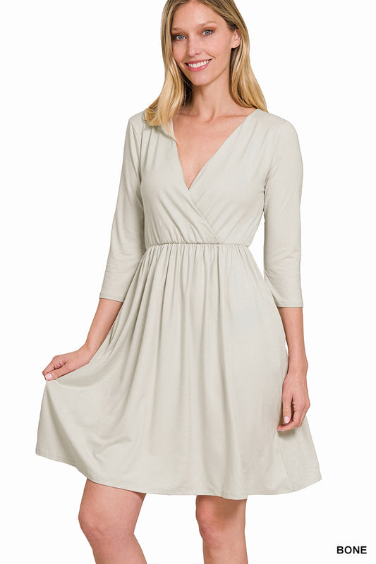 PRE ORDER 3/4 Sleeve Buttery Soft Fabric Dress