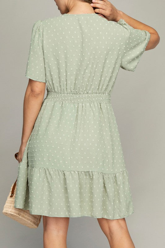 V neck dress with lace trim