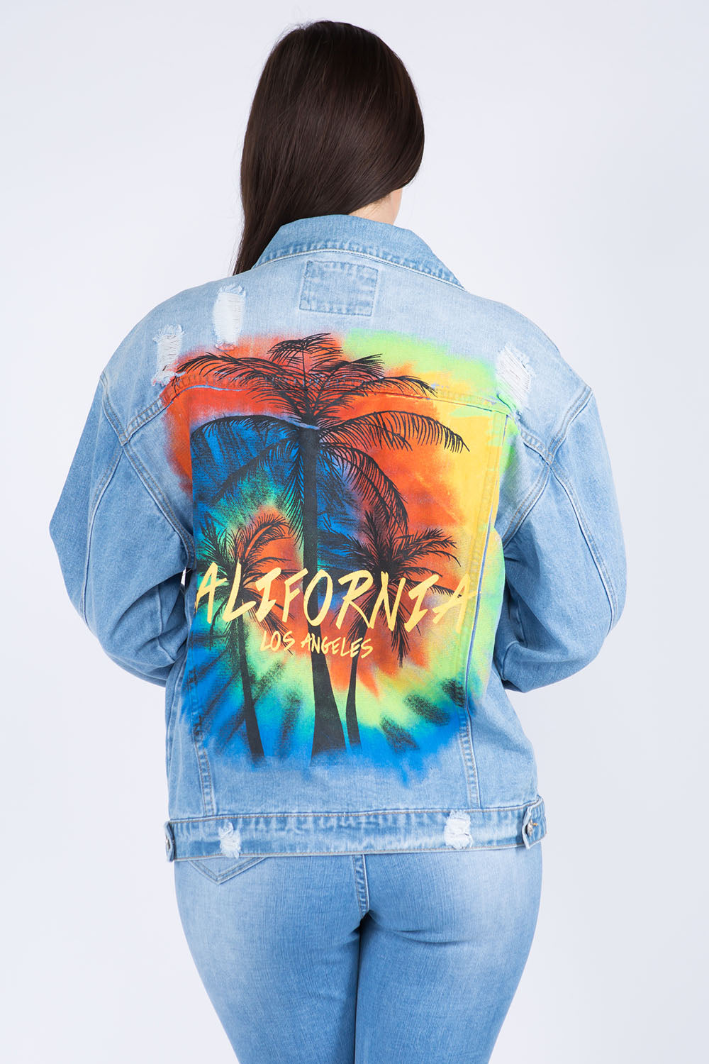 Distressed Denim Jacket Back Painted