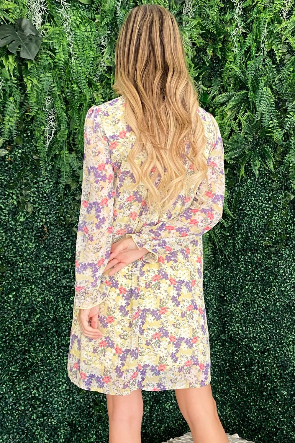 Floral Flounce Sleeve Dress