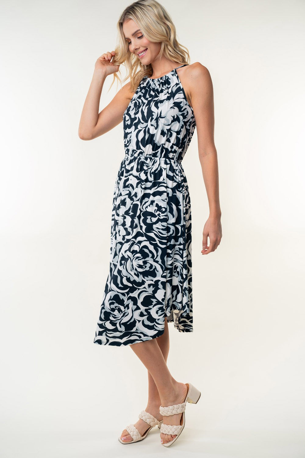 Floral Sleeveless Knee Length Dress