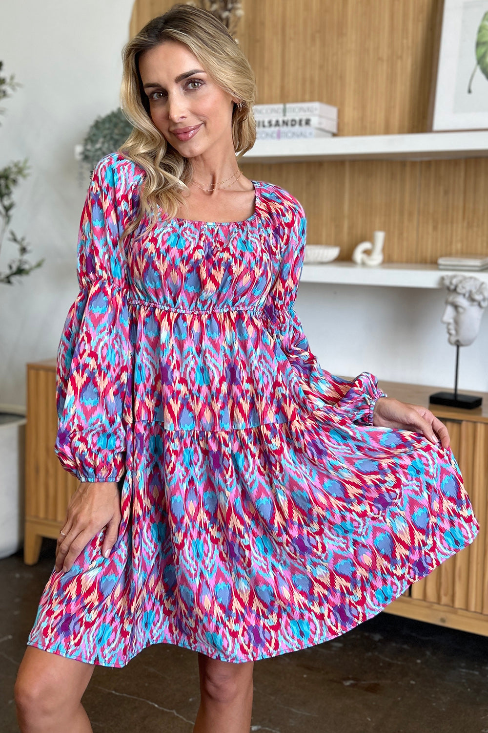 Ella Multi Print Long Sleeve Dress