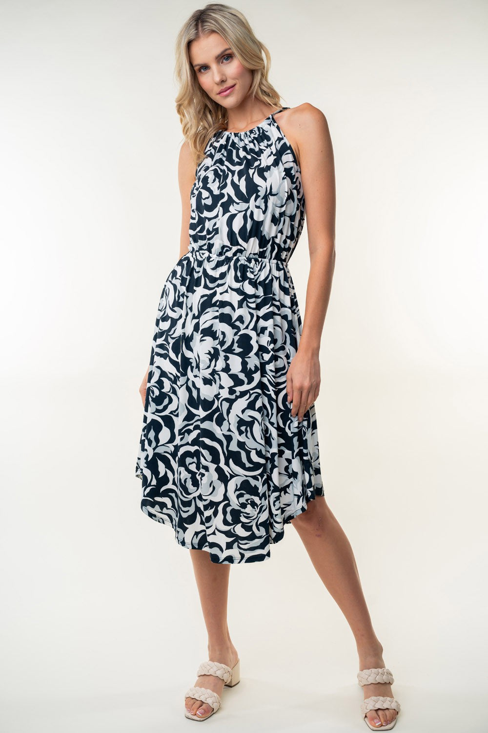 Floral Sleeveless Knee Length Dress